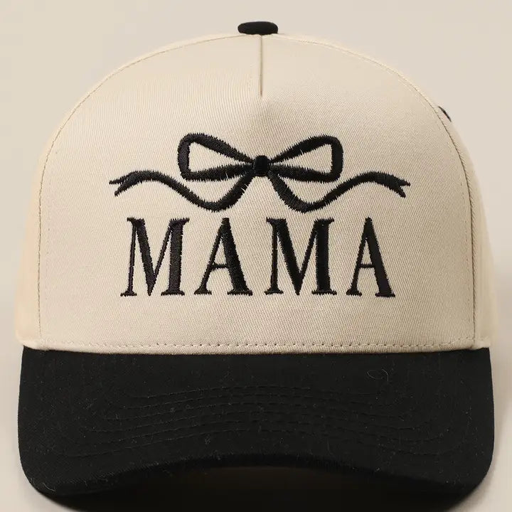 Mama Ribbon Embroidered Two-Tone Trucker Hat