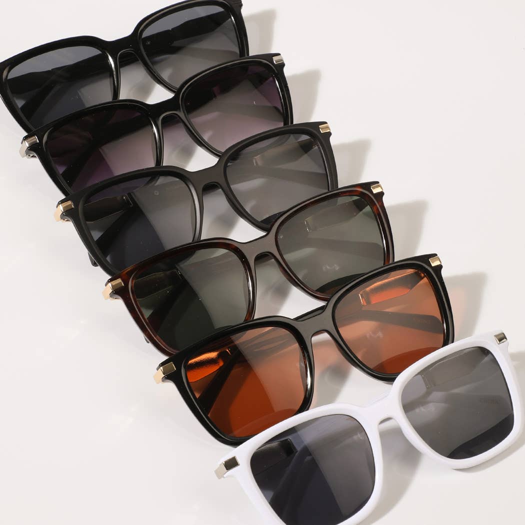 Solid Color Metal Deco Frame Fashion Sunglasses