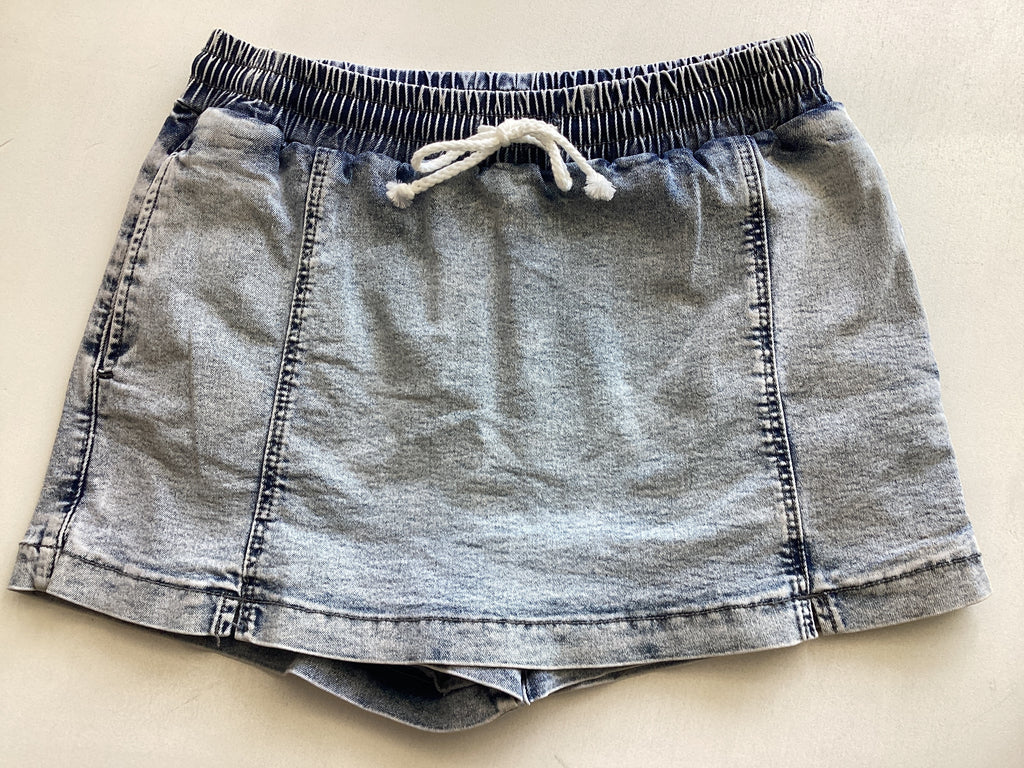 Drawstring High Waist Pocketed Denim Shorts