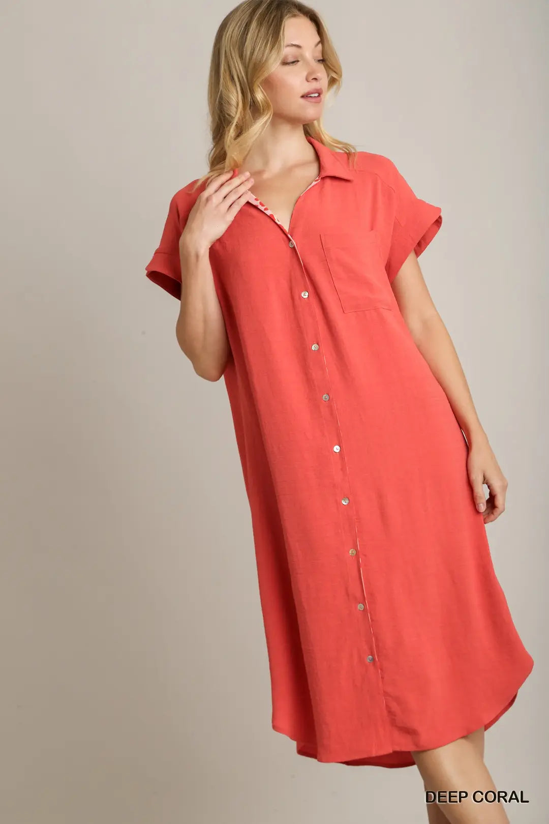 Collared Button Down Shirt Dress