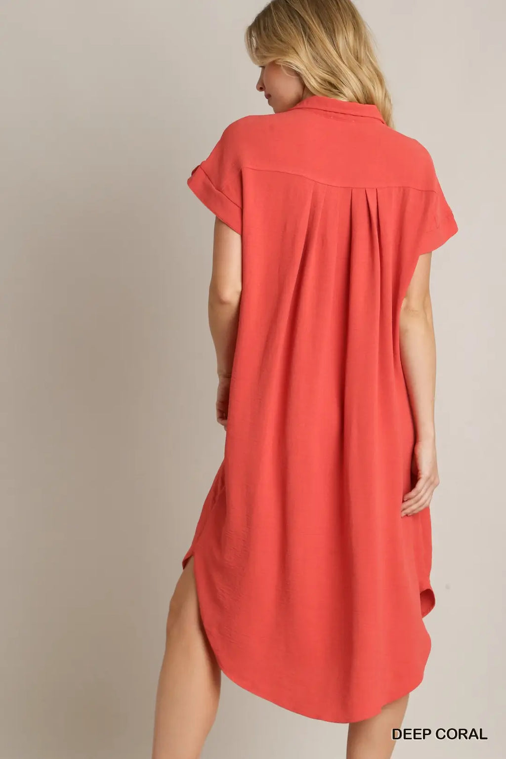 Collared Button Down Shirt Dress