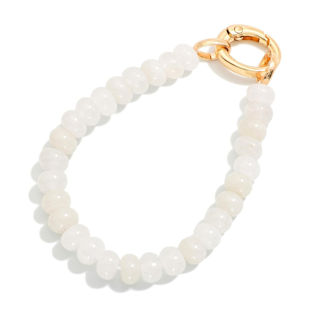 Beaded Stretch Bracelet Featuring Candy Beads And Lobster Clasp