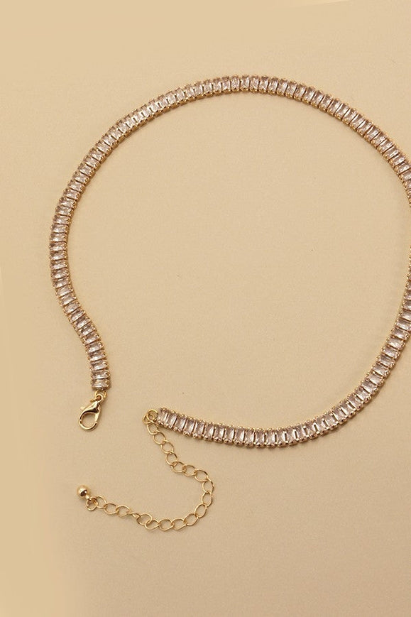 Baguette Stone Tennis Necklace