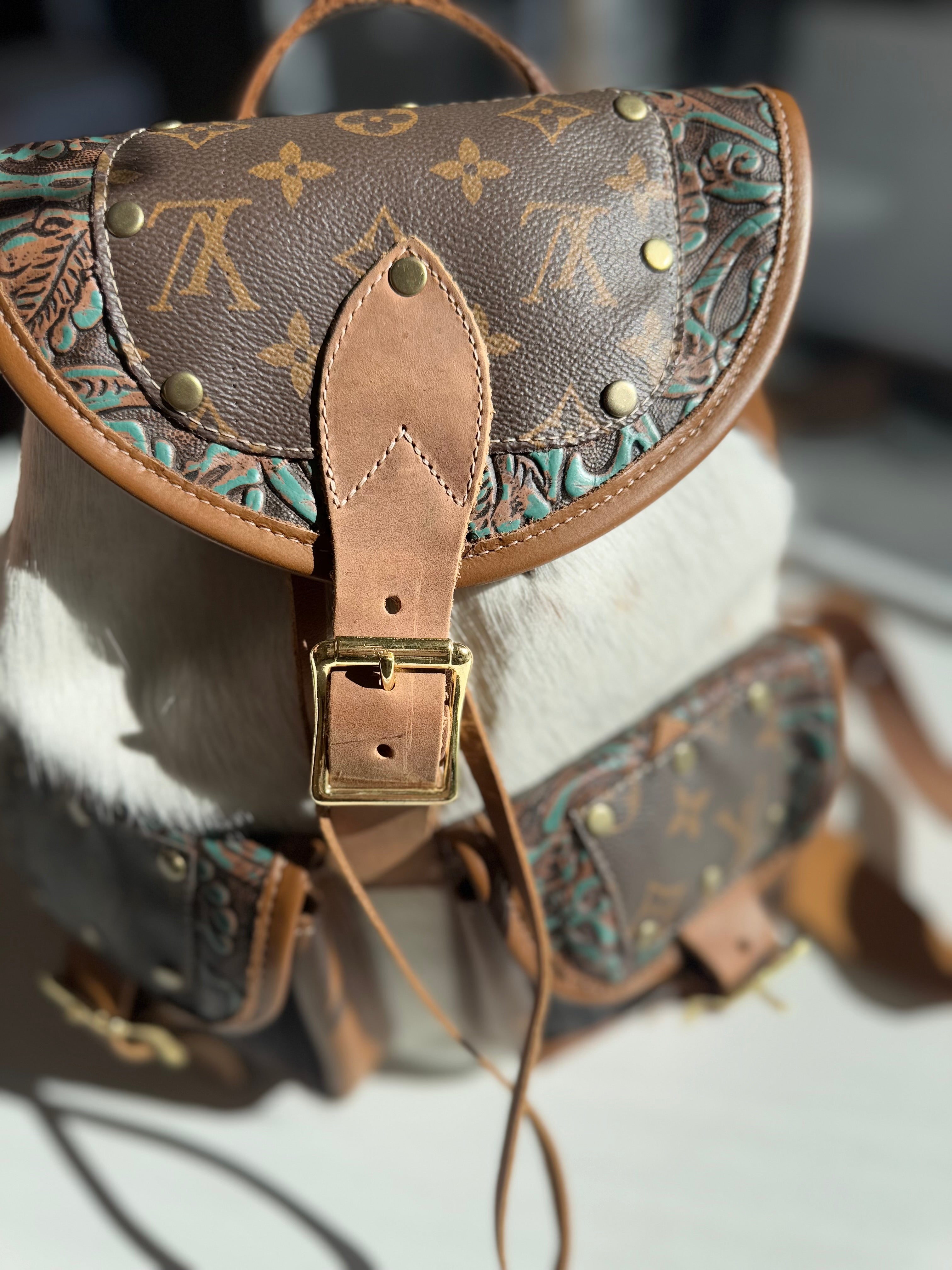 Teal Lather backpack