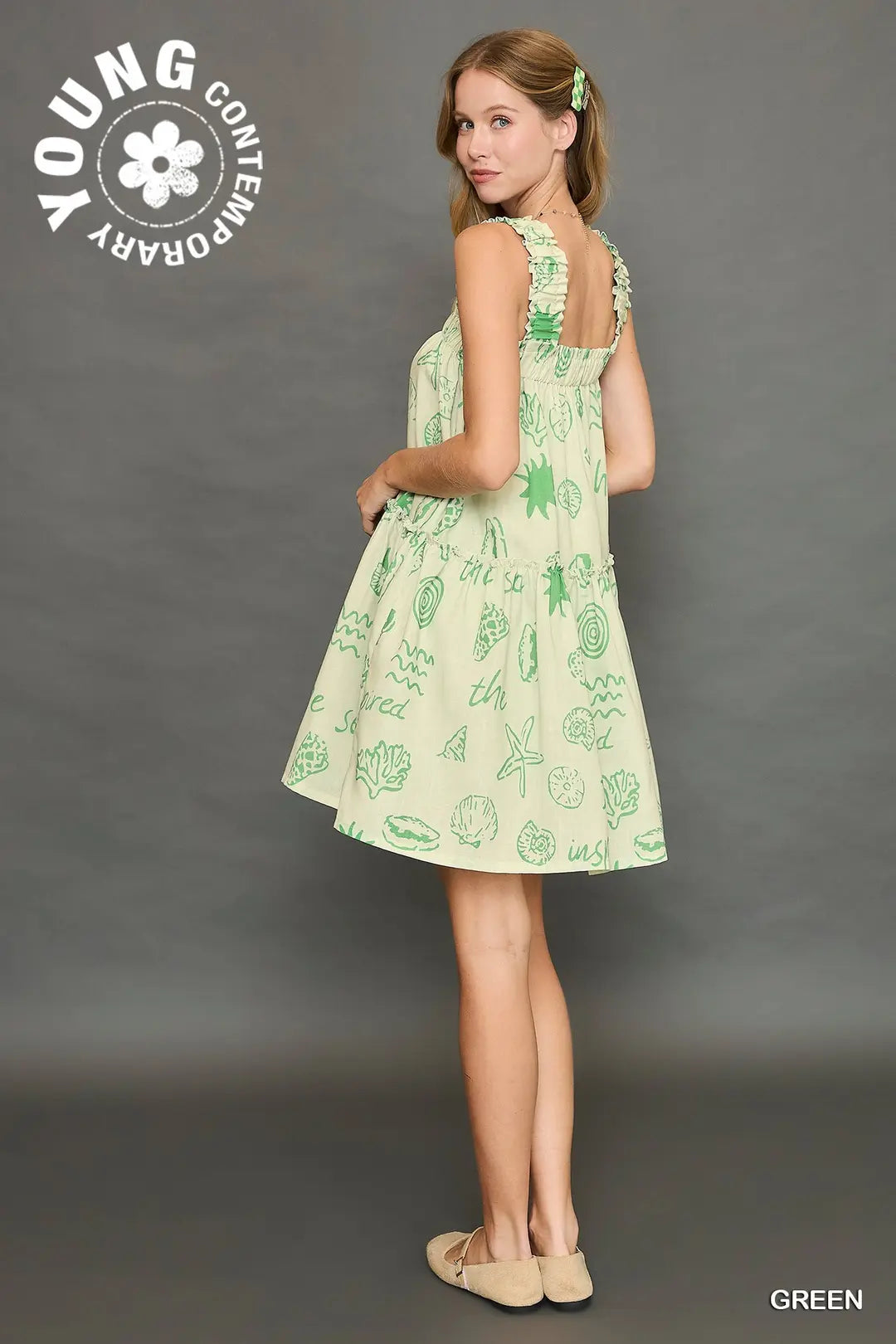 Beach Print Tiered Dress