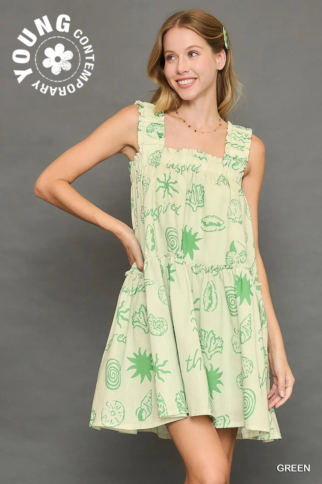 Beach Print Tiered Dress