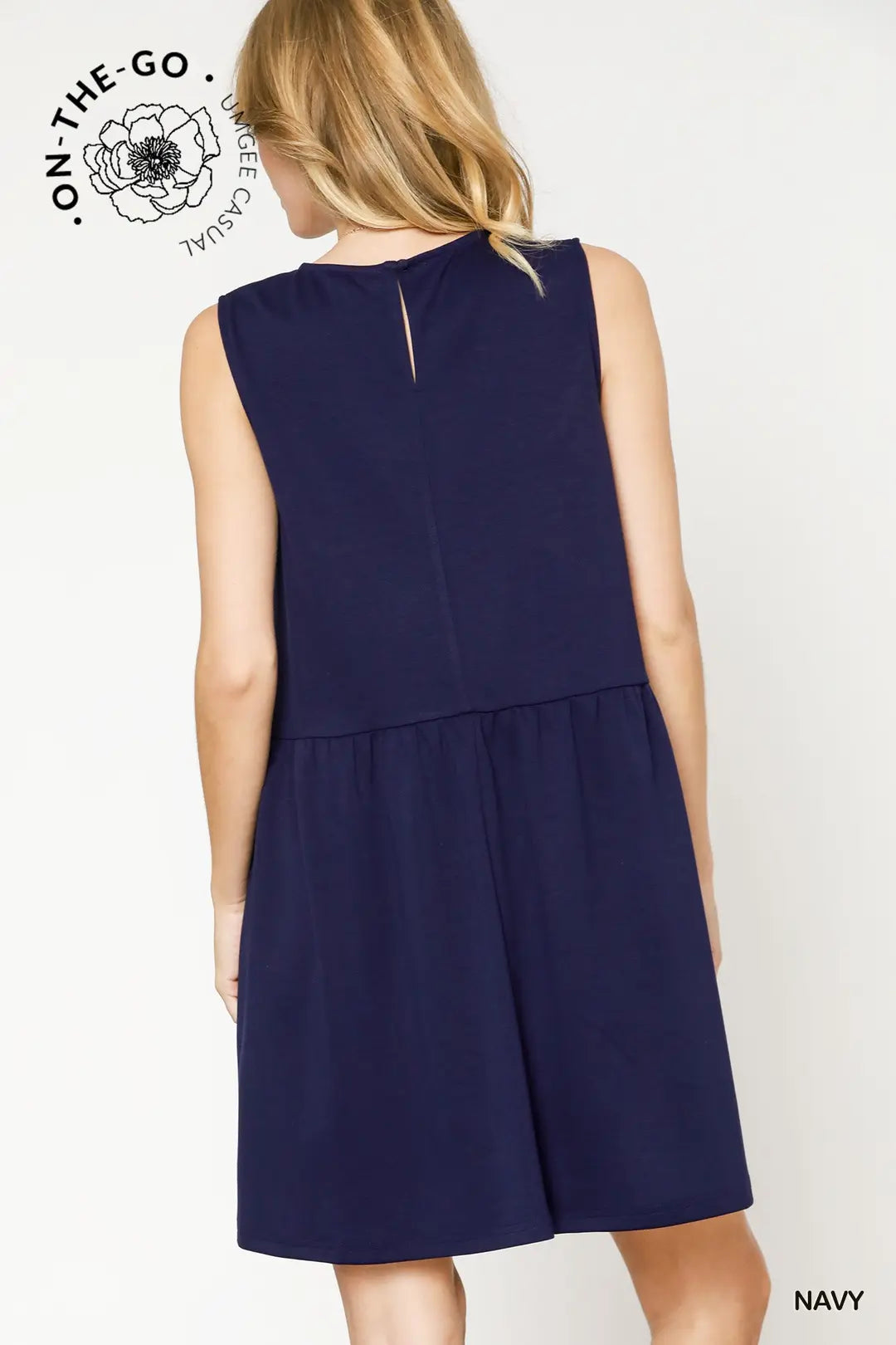 Navy Luxeknit Casual Sleeveless Dress