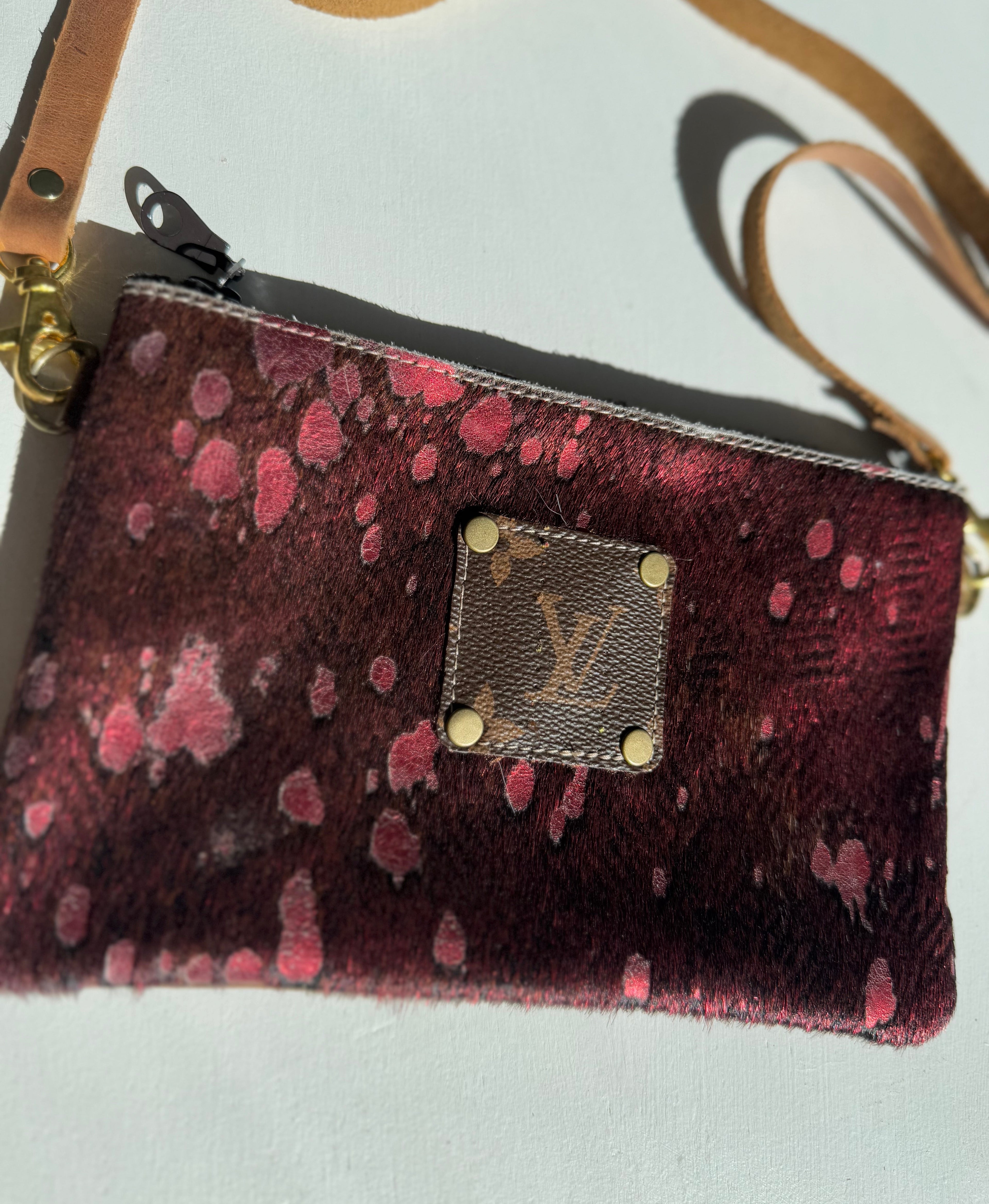 Pink cowhide crossbody