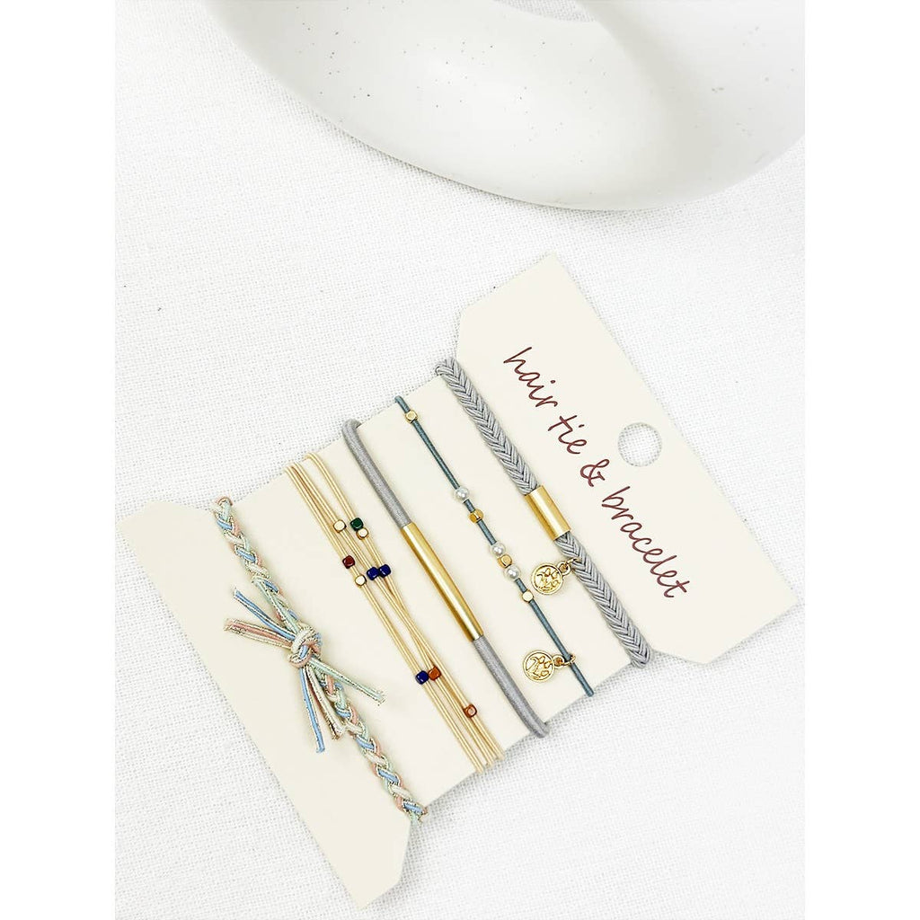 Boho Inspired Dusty Blue Tone Hair Tie Bracelets