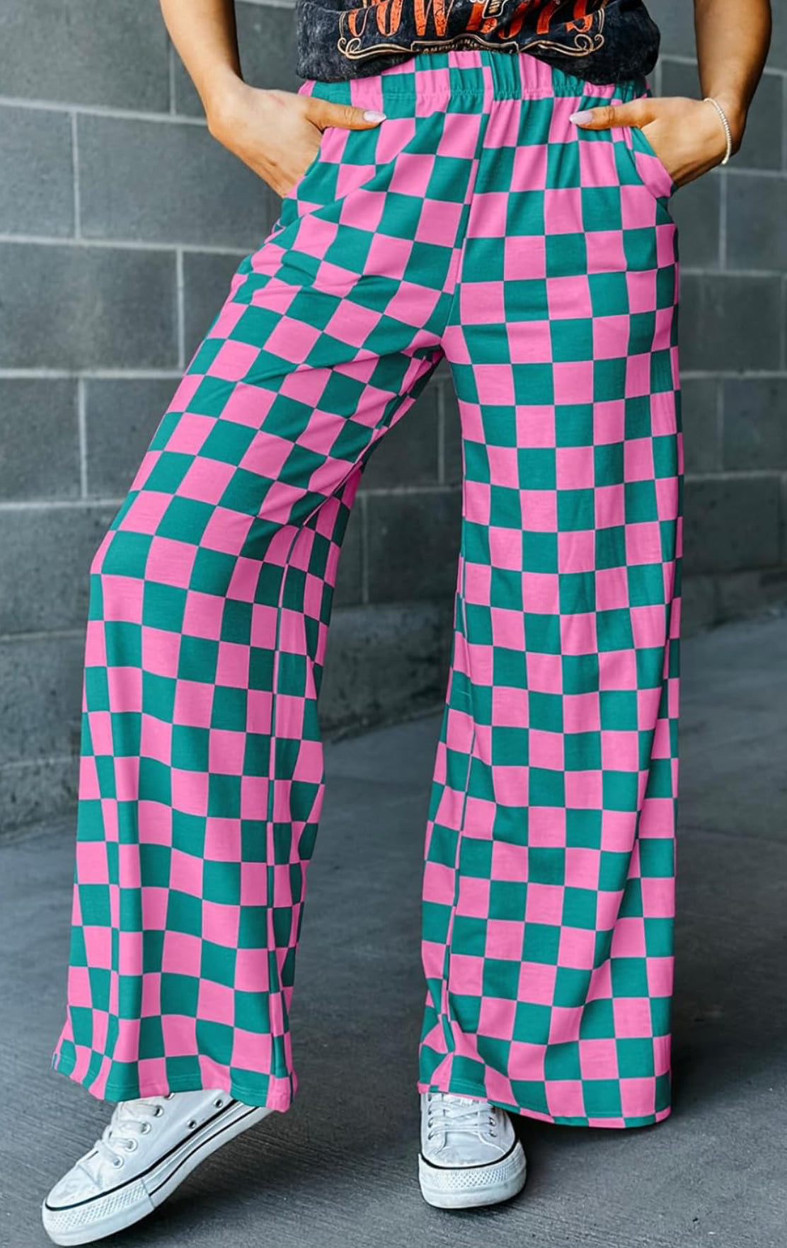 Pink & Green Checkered Pants