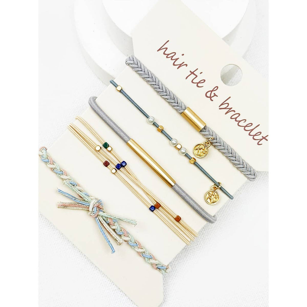Boho Inspired Dusty Blue Tone Hair Tie Bracelets