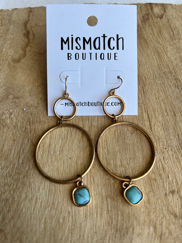 Circle Stack Turquoise Drop Earrings