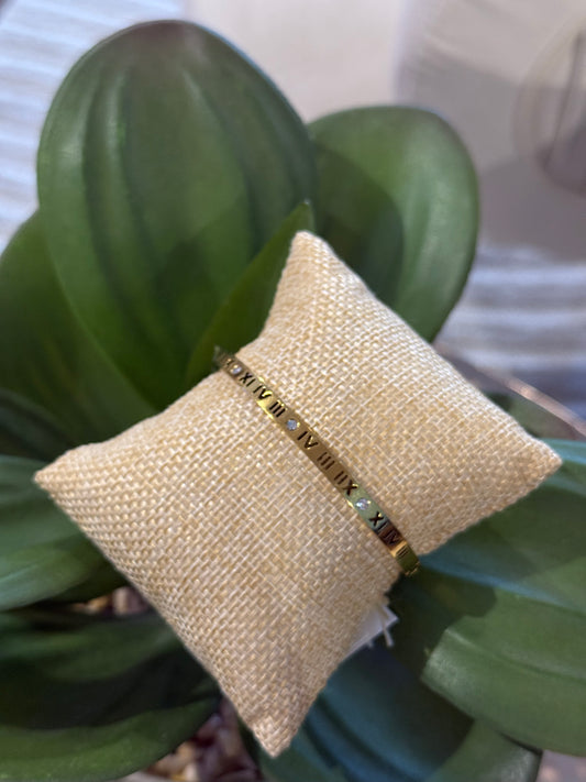 Roman Numeral Stamp w/ Rhinestone Gold