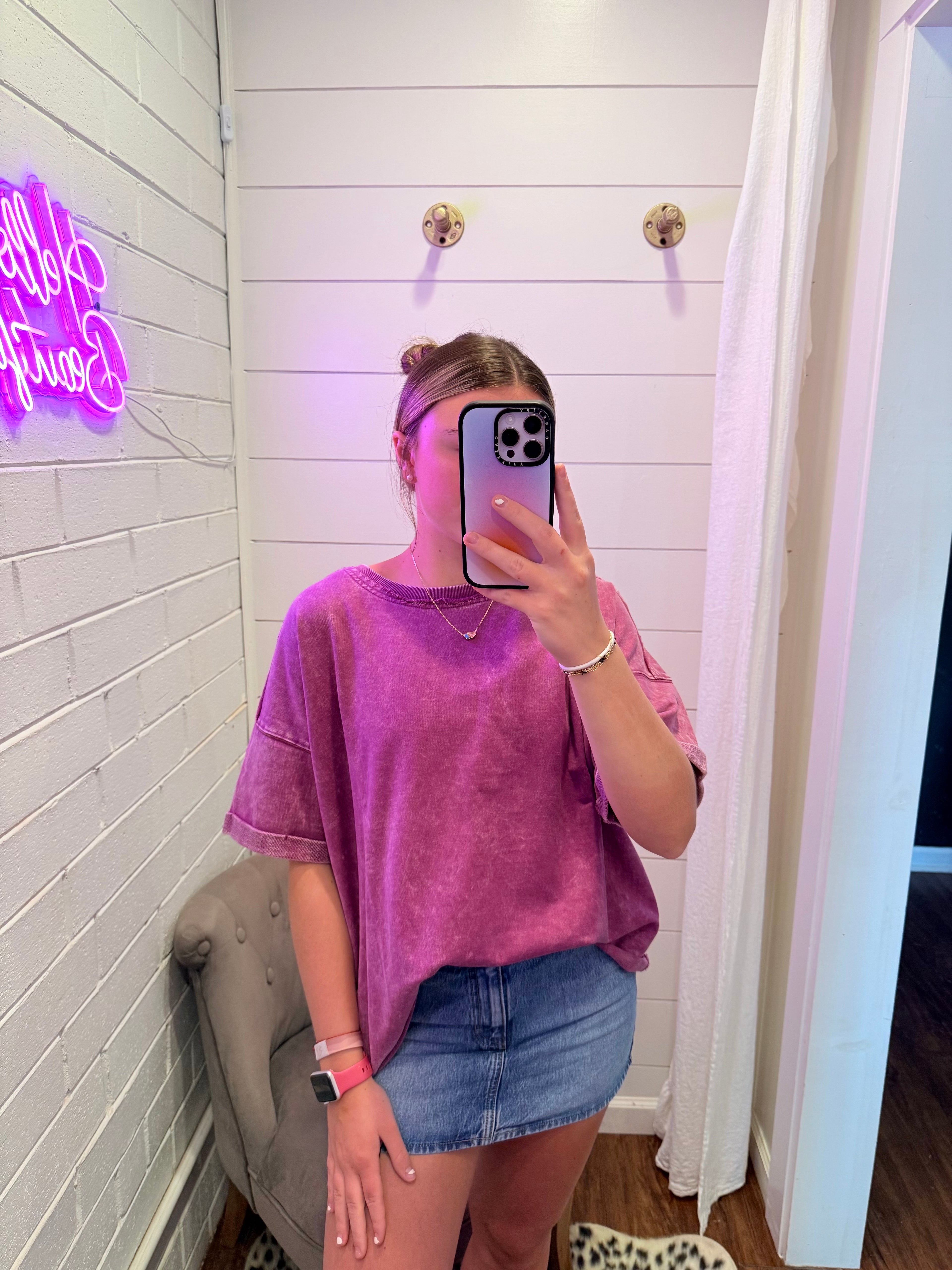 Light Plum French Terry Acid Washed T-Shirts
