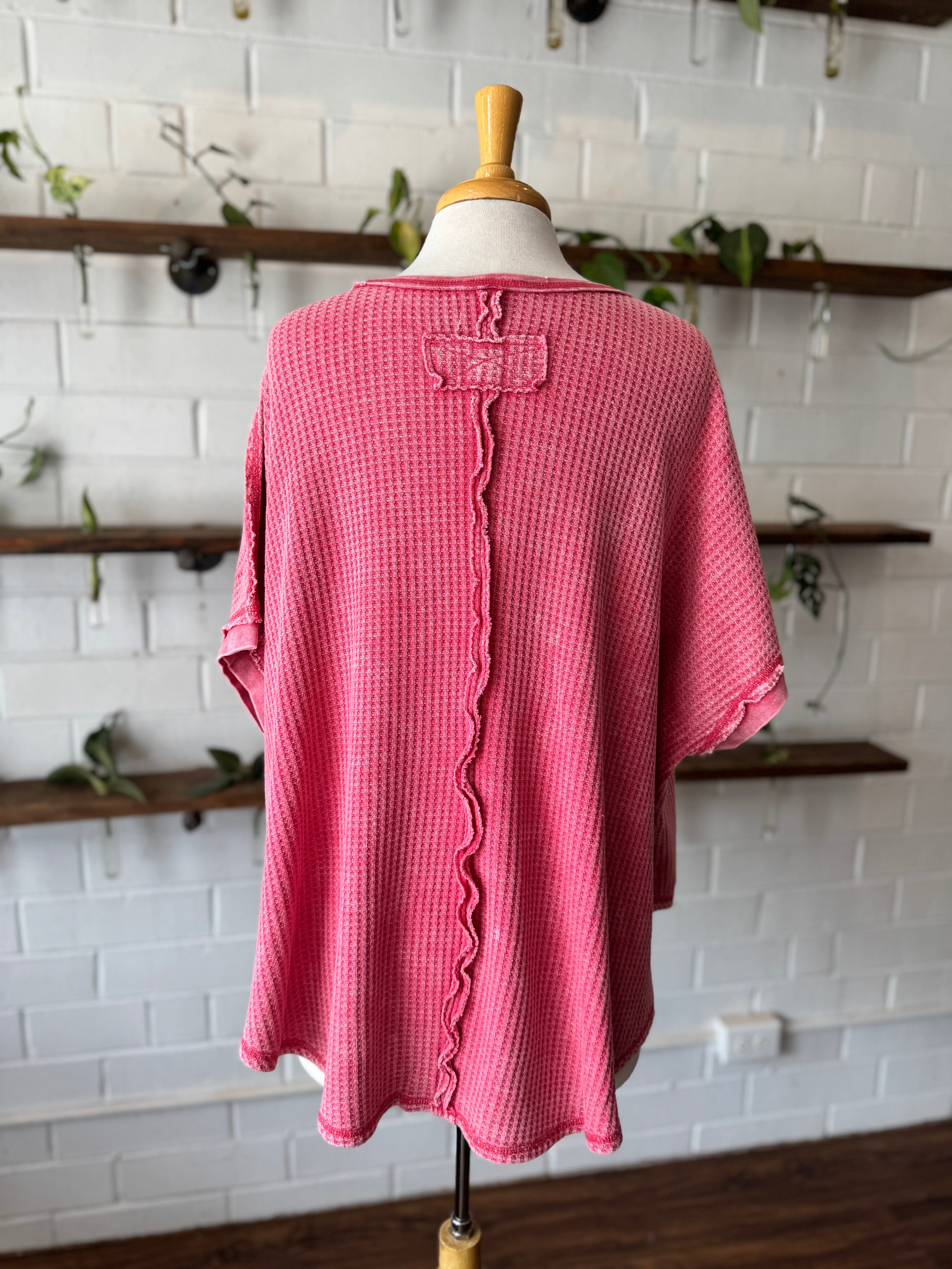 Pink Waffle Knit Tee