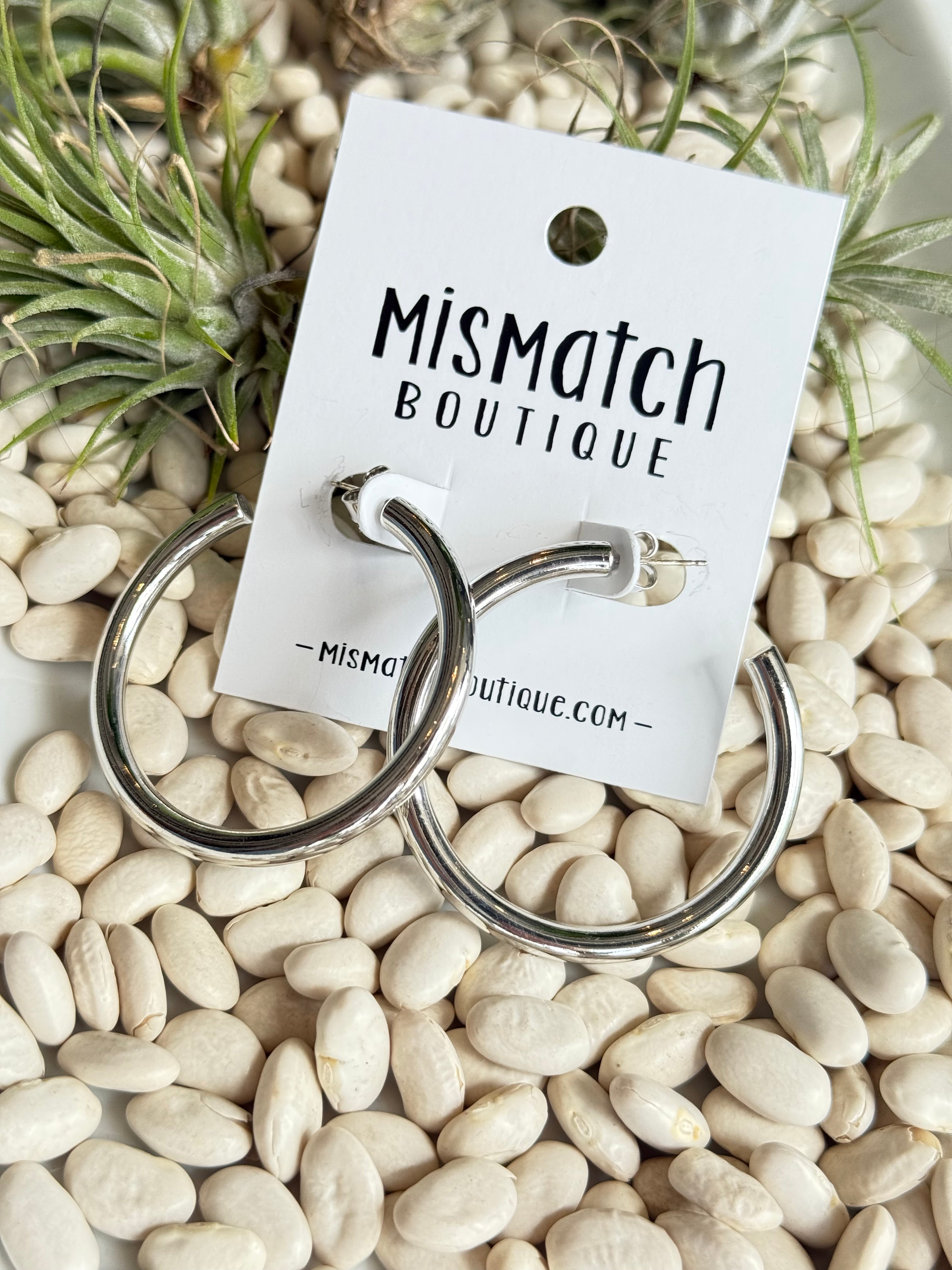 Metallic SIlver Hoops