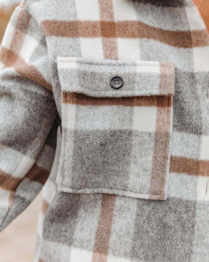Women's Plaid Button Down Flannel Shirt Jacket