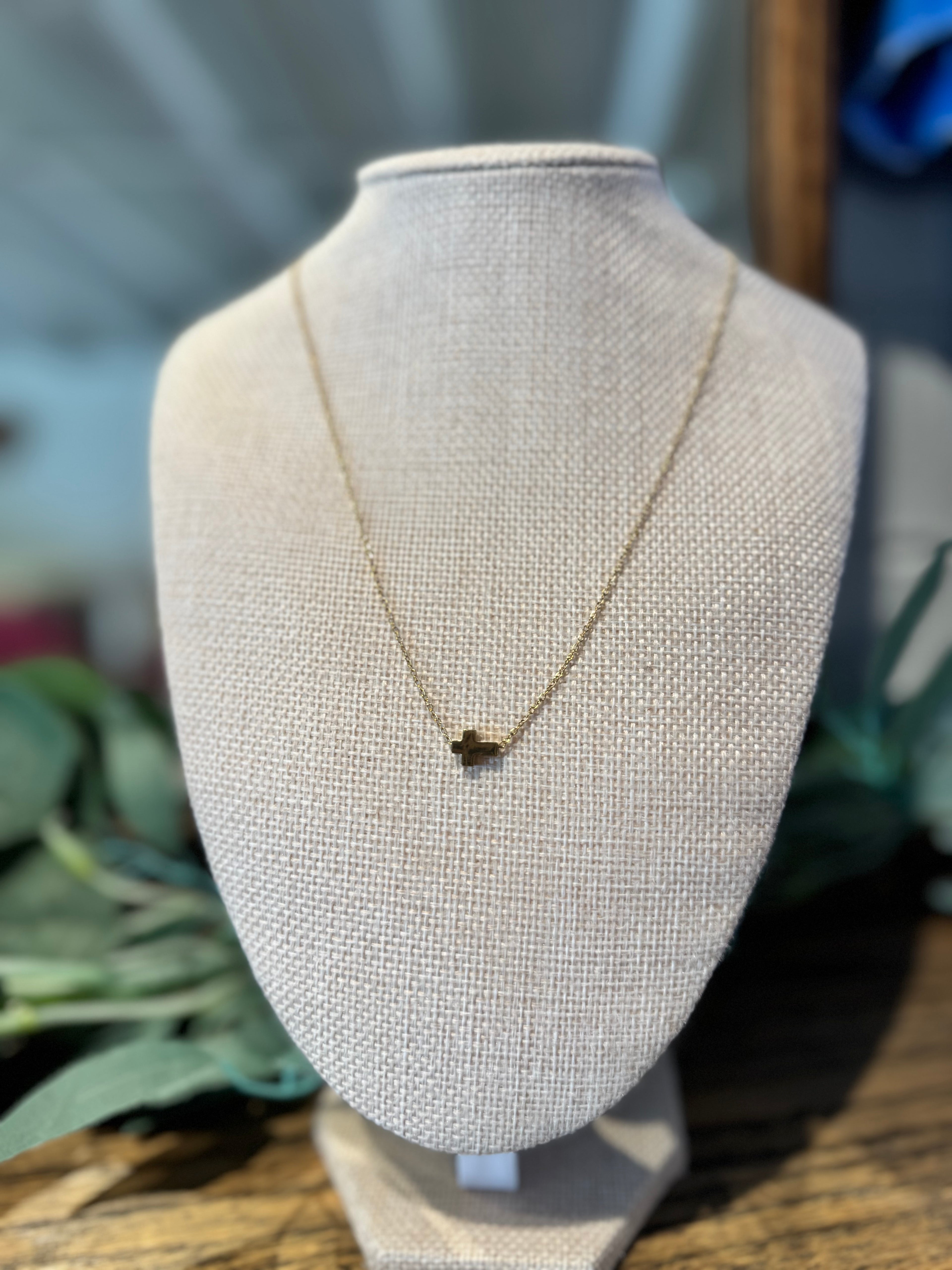 Small Gold Cross Necklace