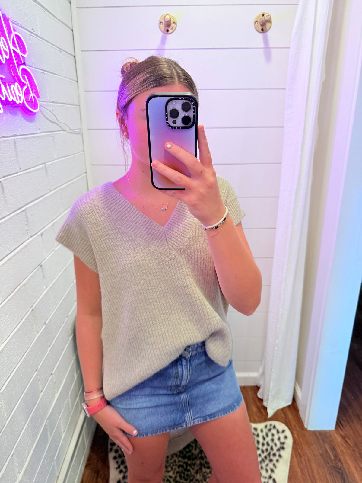 Mocha Oversized Sweater Vest With Side Slit