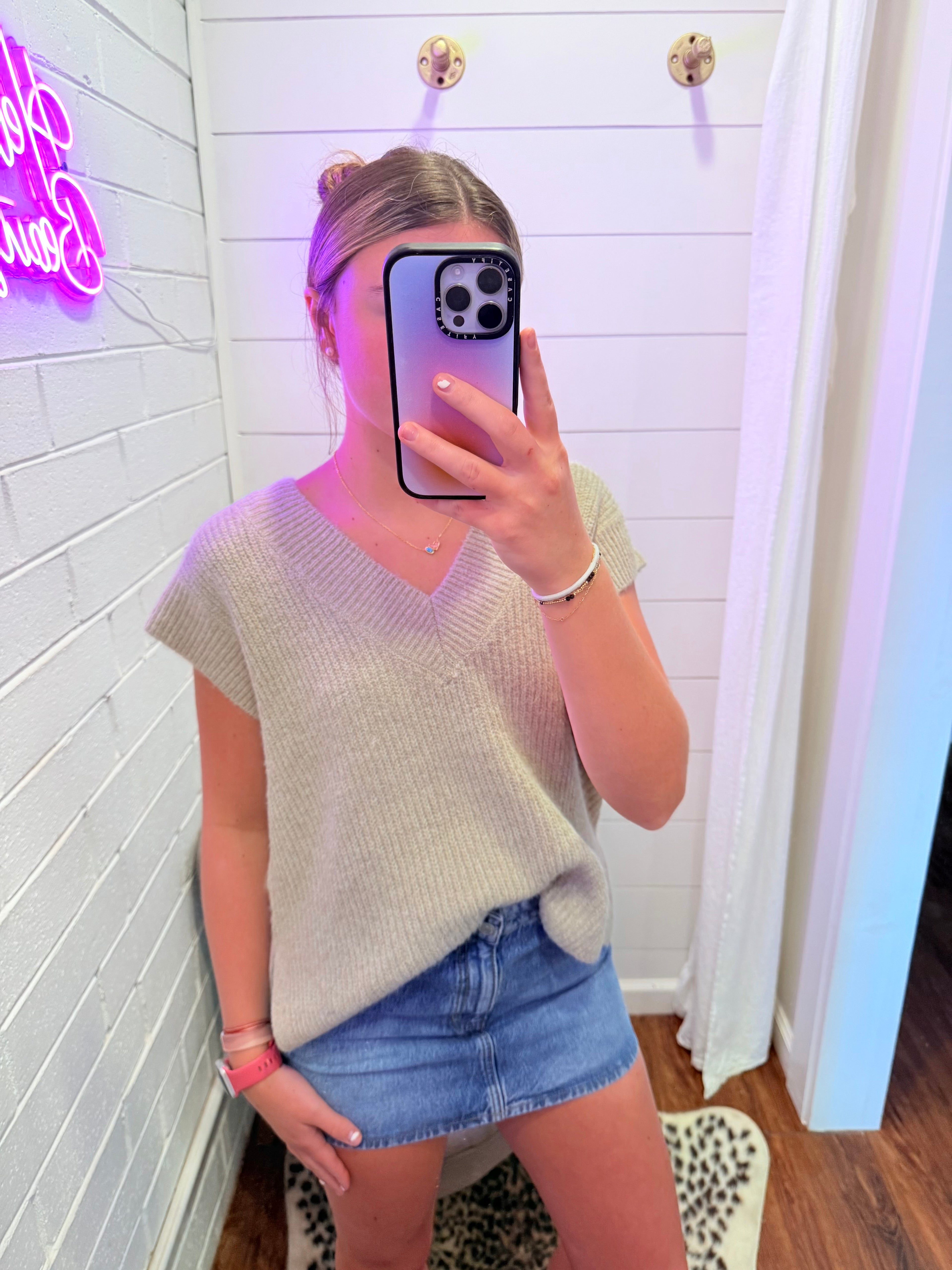 Mocha Oversized Sweater Vest With Side Slit