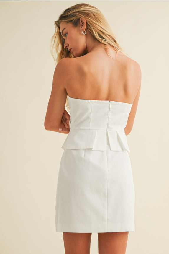 Strapless Draped Bodice Peplum Dress