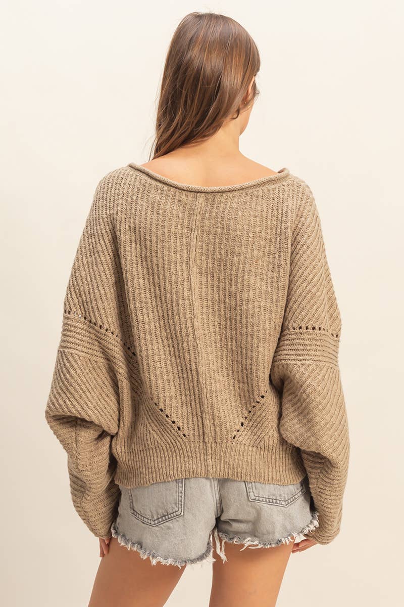 Ribbed Drop Sleeve Sweater