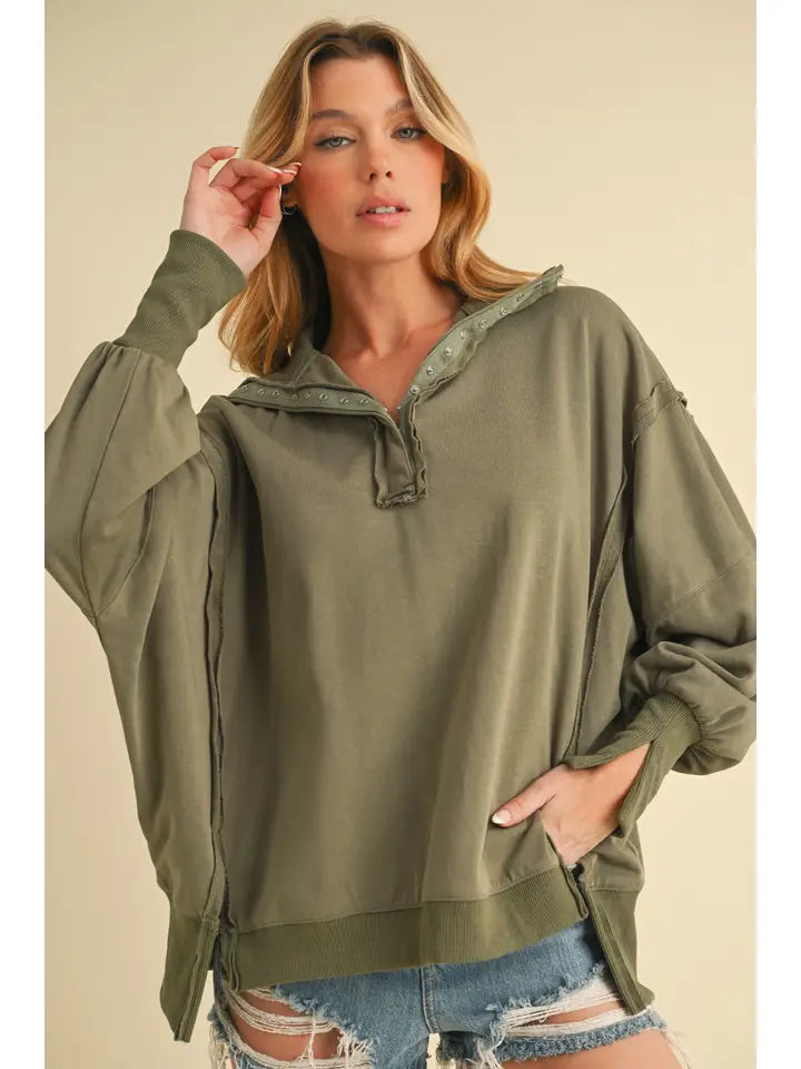 Henley Sweatshirt - Olive ETA 8/1