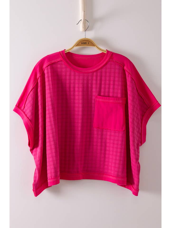 Dolman Sleeve Textured Knit Casual Top