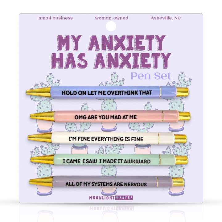 My Anxiety Has Anxiety - Funny Pen Set - Gift, Birthday