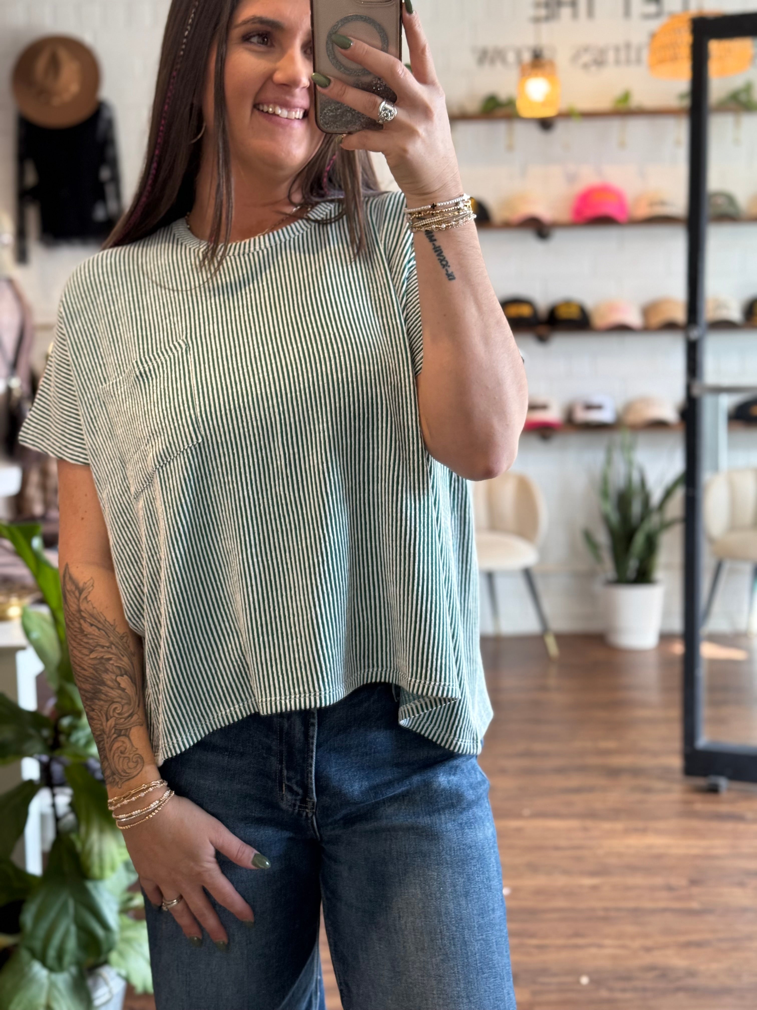 Corded Ribbed Top - Hunter Green