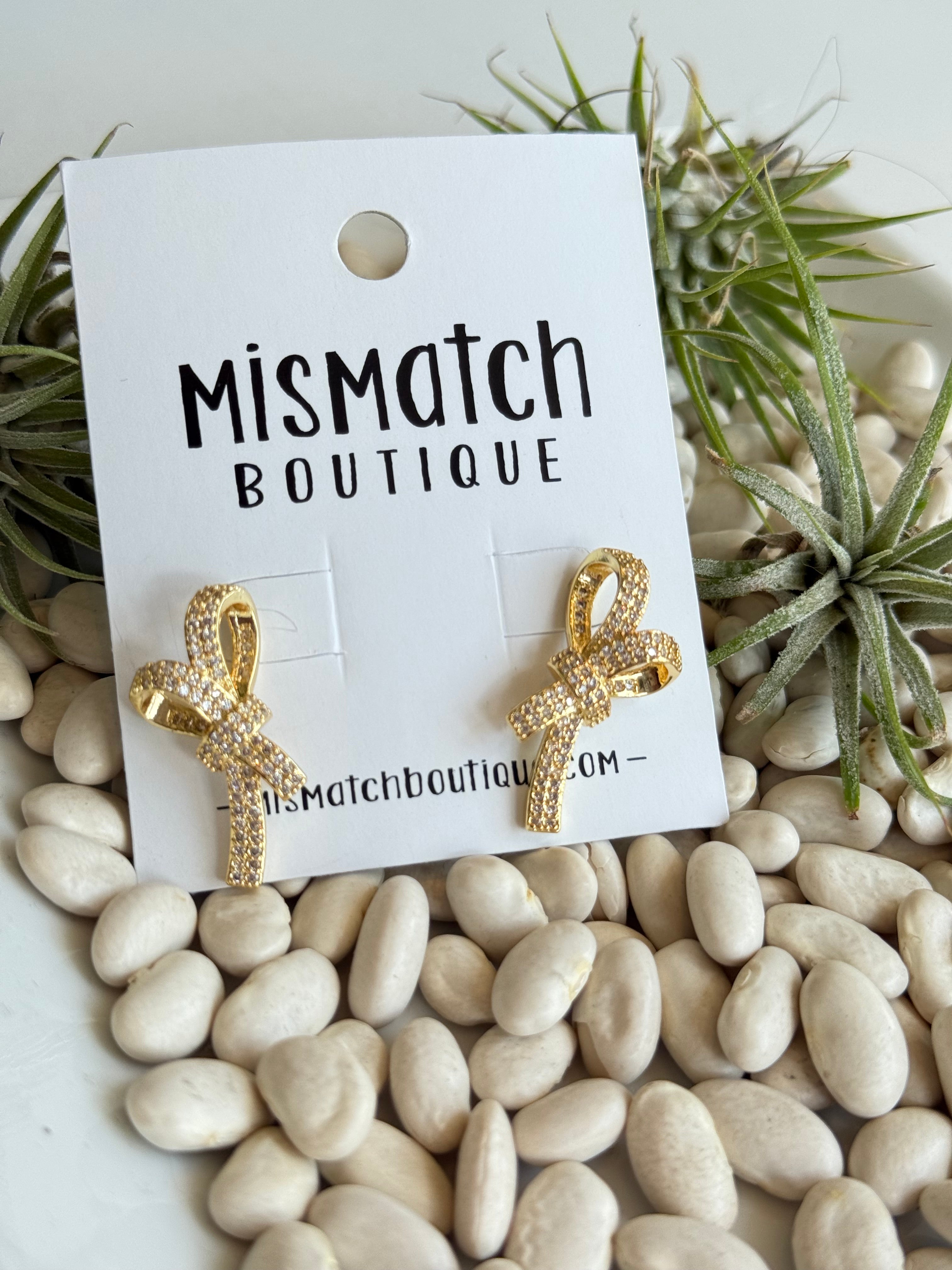 Bow Sparkle Knot Stud Earrings