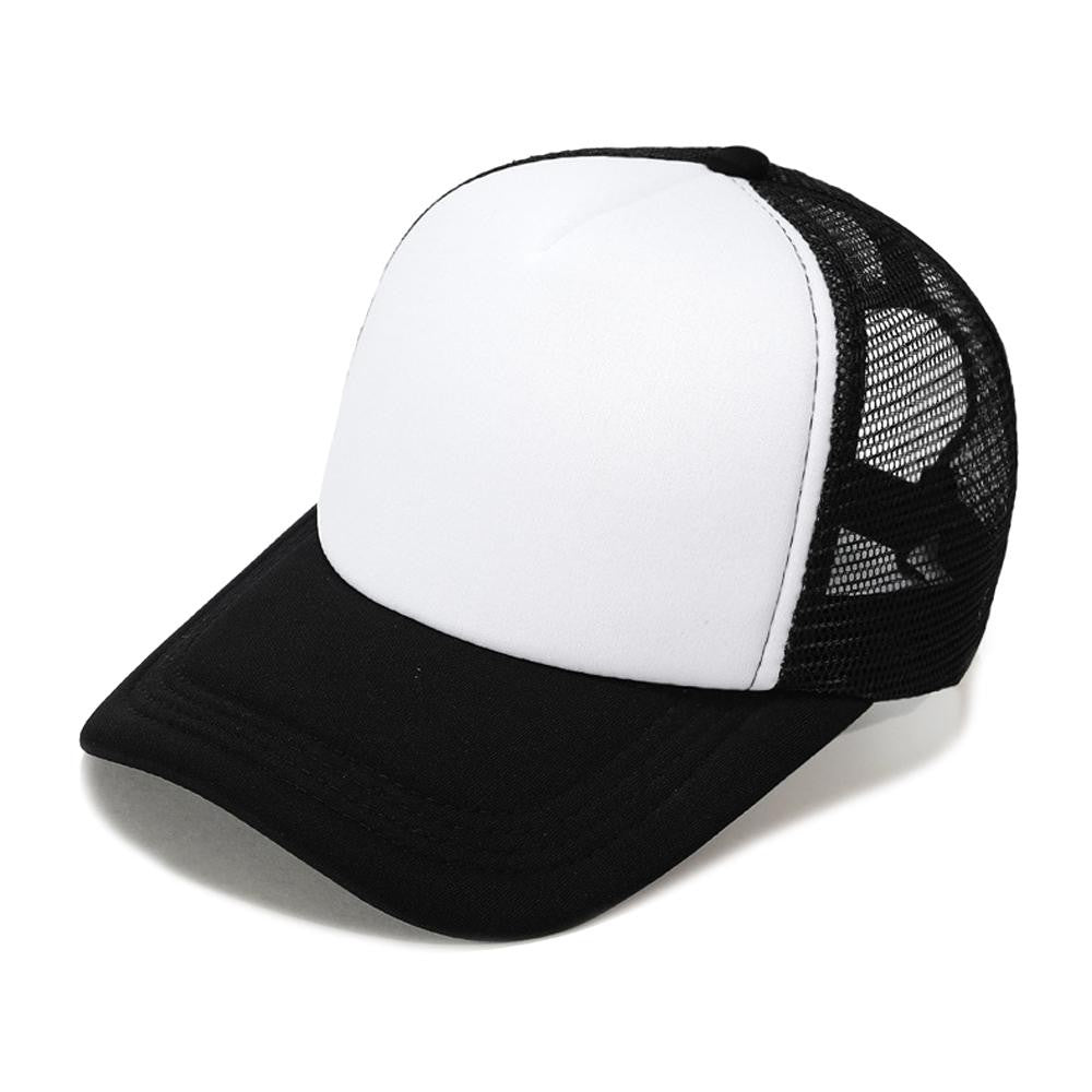 White/Black Foam Mesh Back Trucker Hat
