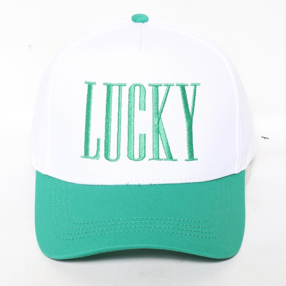 "LUCKY" Embroidered Two Tone Baseball Cap