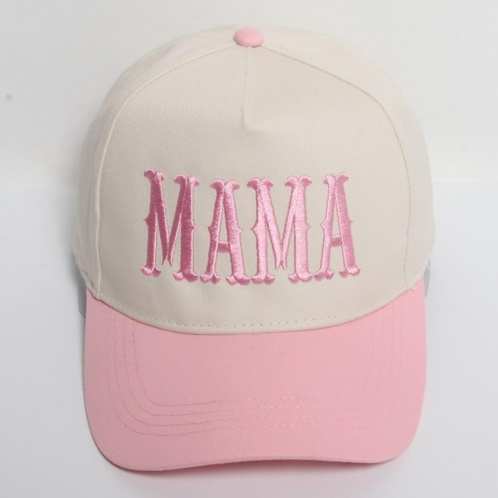 "MAMA" Embroidered Two Tone Baseball Cap - Pink