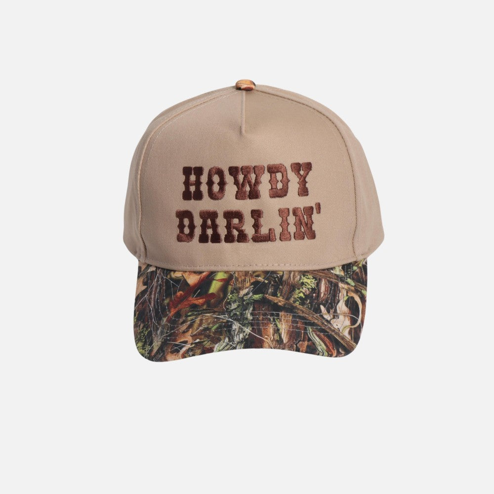 "HOWDY DARLIN" Two Tone Camo Baseball Cap