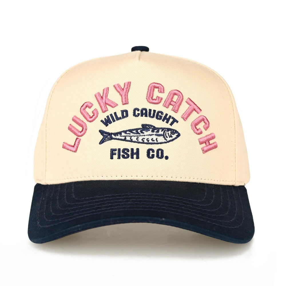 "LUCKY CATCH'" Canvas Embroidered Baseball Cap