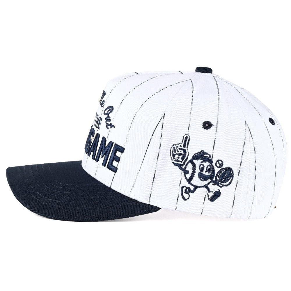 Two Tone & Pin Stripe Embroidered "Take Me Out To The Ball Game" Baseball Cap