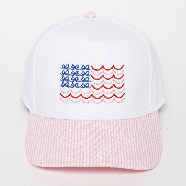 Bow Flag Embroidered Two Tone Baseball Cap