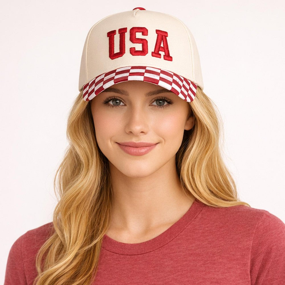 Do Everything In Love USA Embroidered Two Tone Checker Baseball Cap