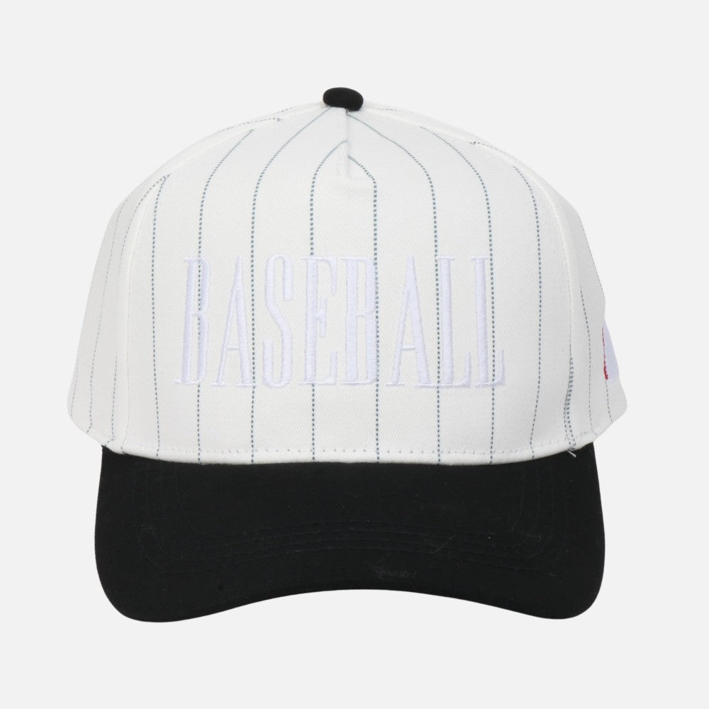 Pinstripe "BASEBALL" Embroidered Baseball Hat