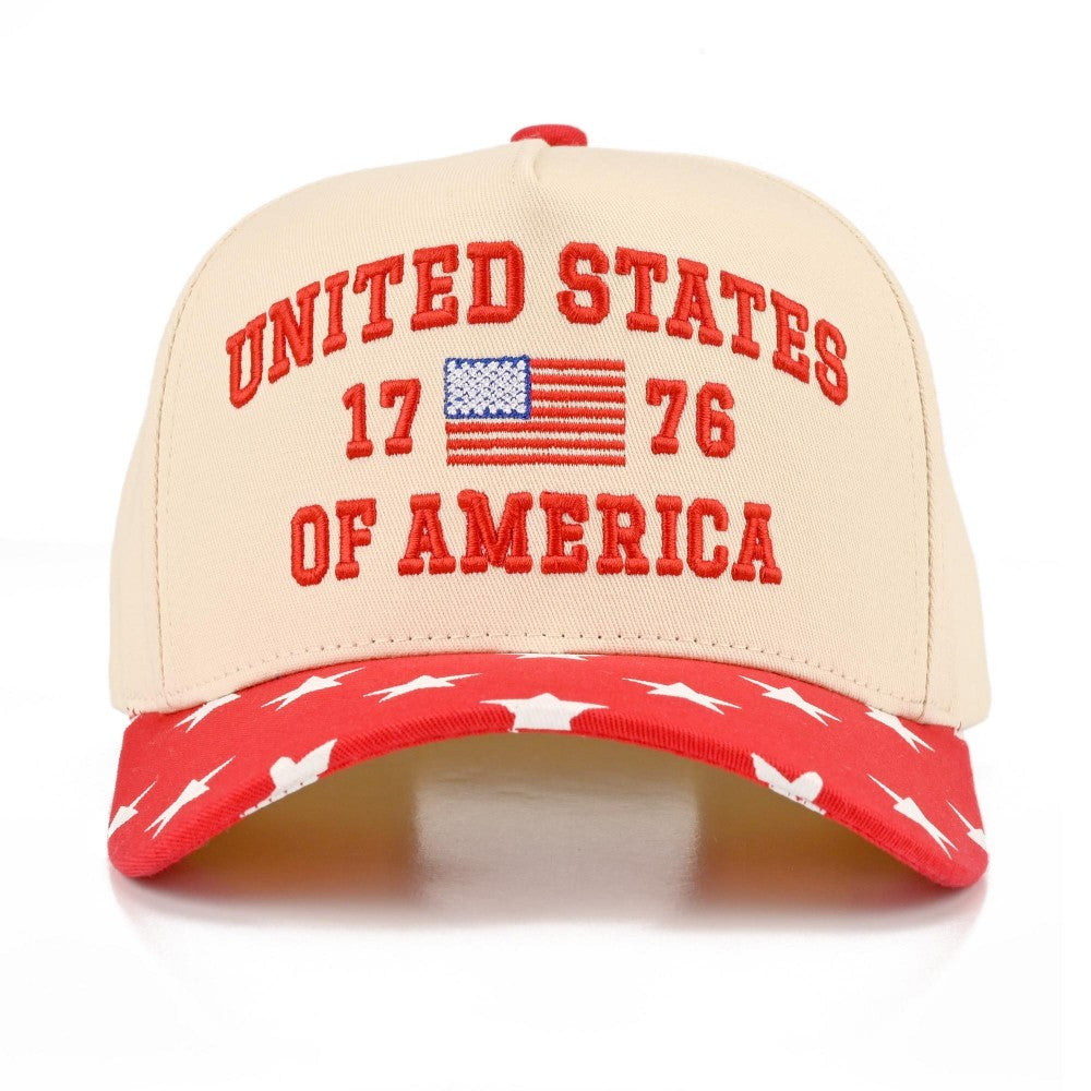 "UNITED STATES OF AMERICA 1776" Embroidered Two Tone Baseball Cap