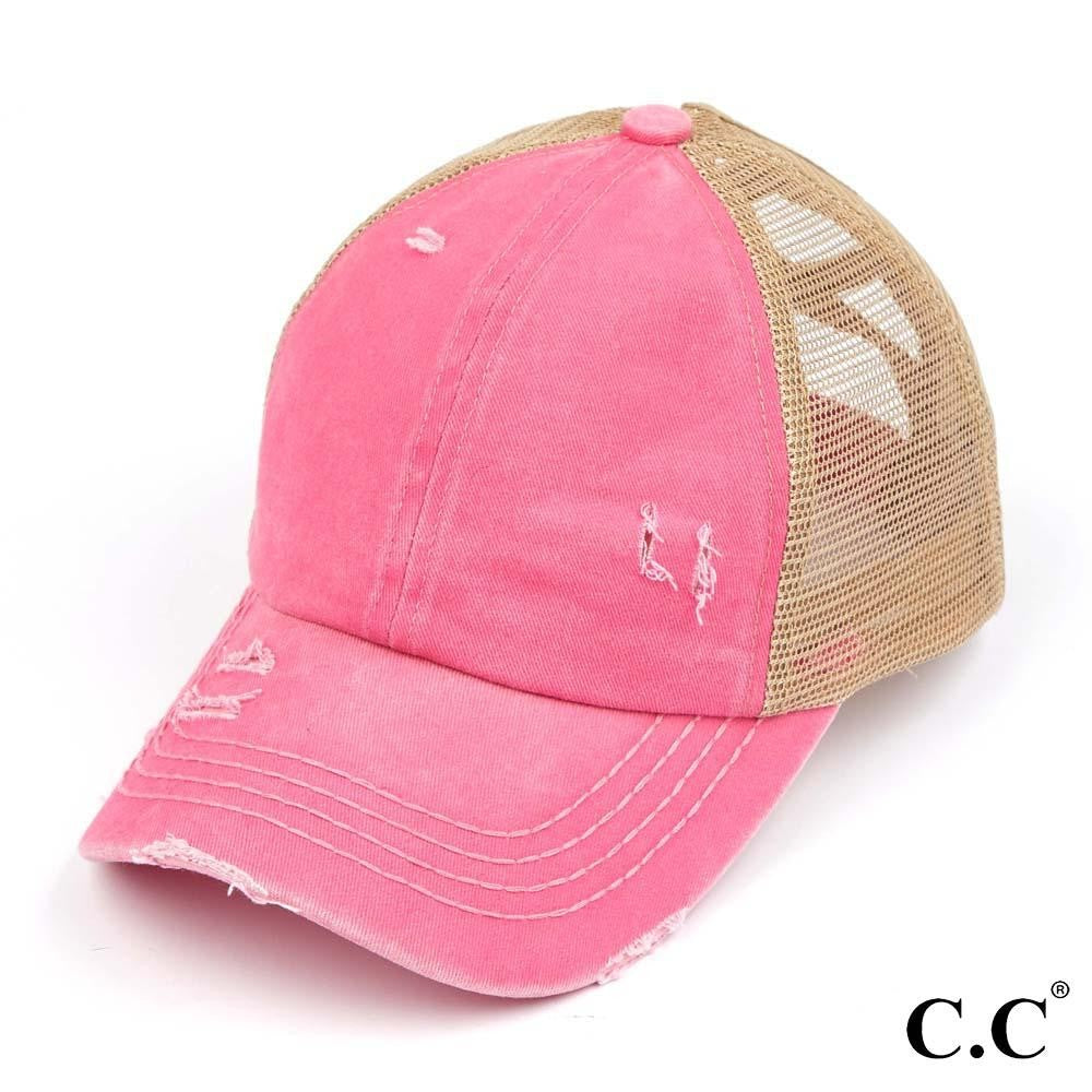 Pony Caps - Pink Front / Tan Mesh