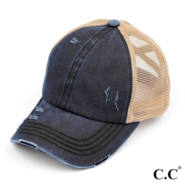 Pony Caps - Navy Front / Tan Mesh