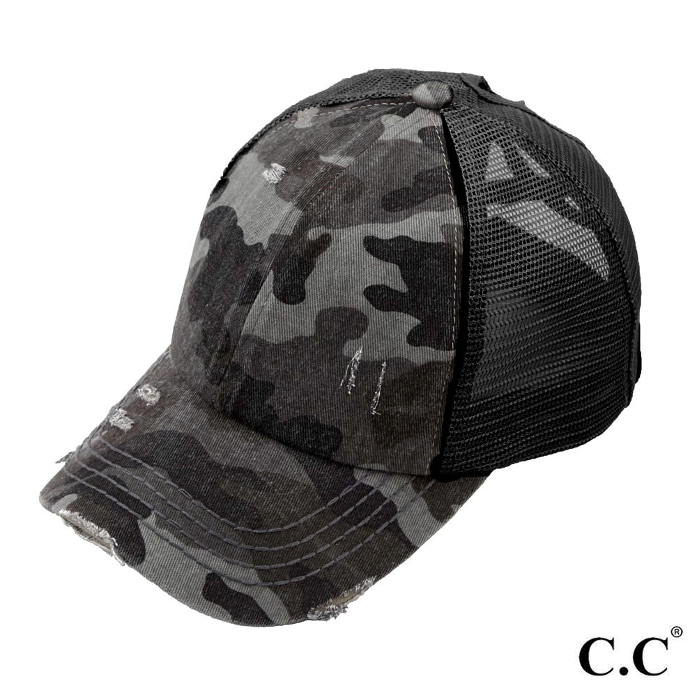 Camo Pony Cap w/Black Mesh Back