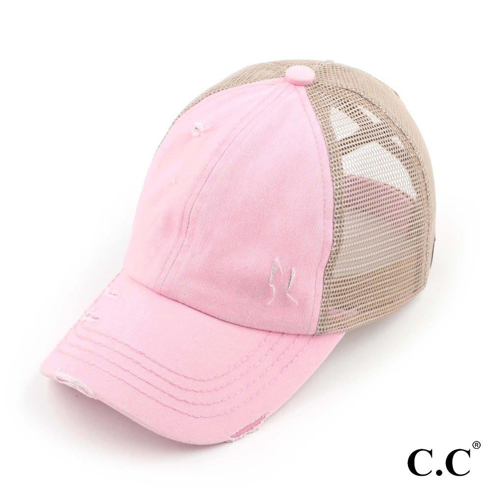Pony Caps - Light Pink Front / Tan Mesh