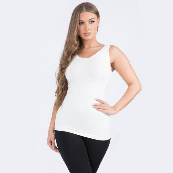 Seamless Reversible V-Neck Tank Top - Ivory