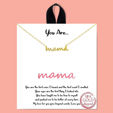 Mama Script Necklace, gold