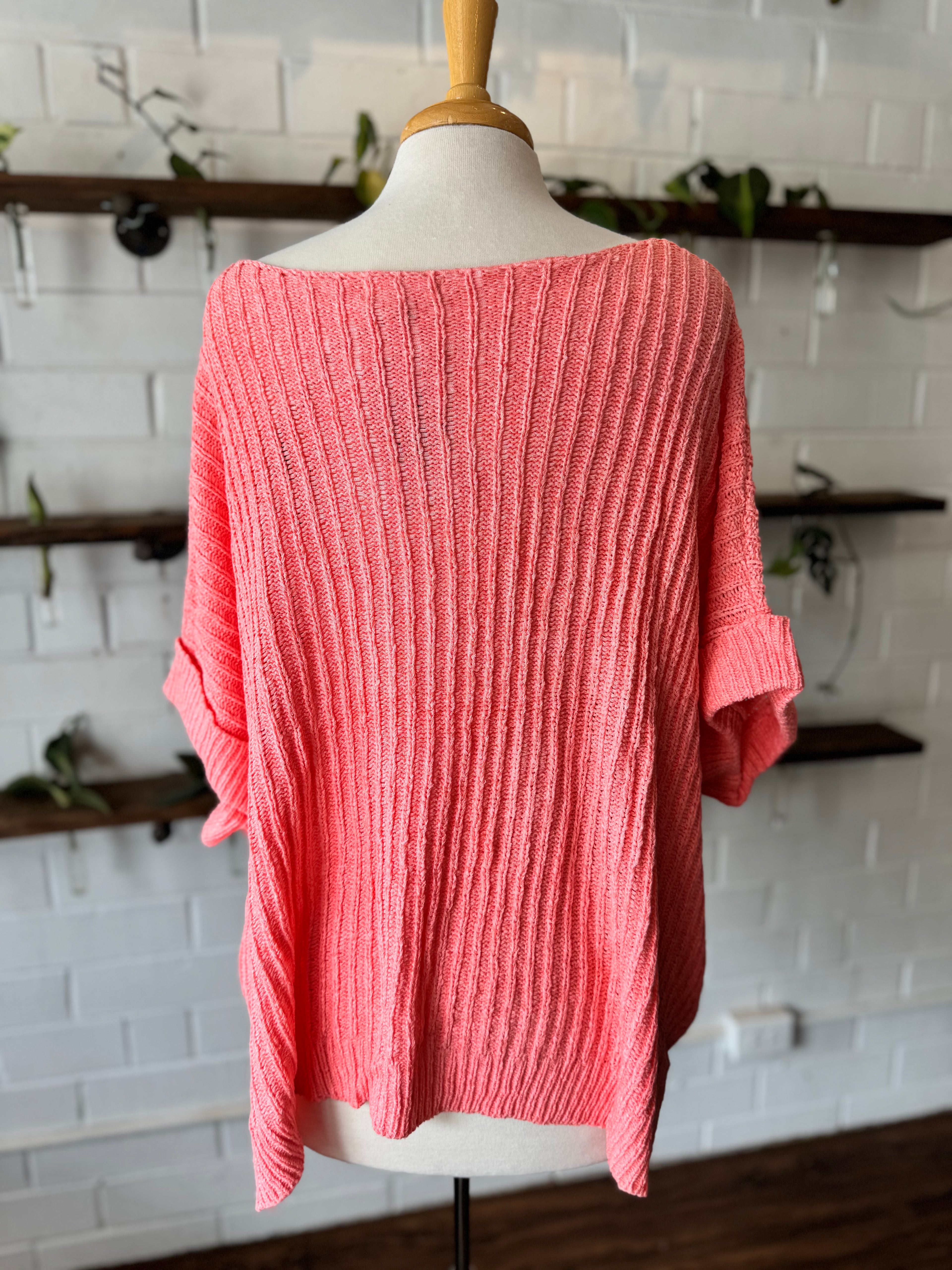 Pocket Knit Summer Sweater - Salmon