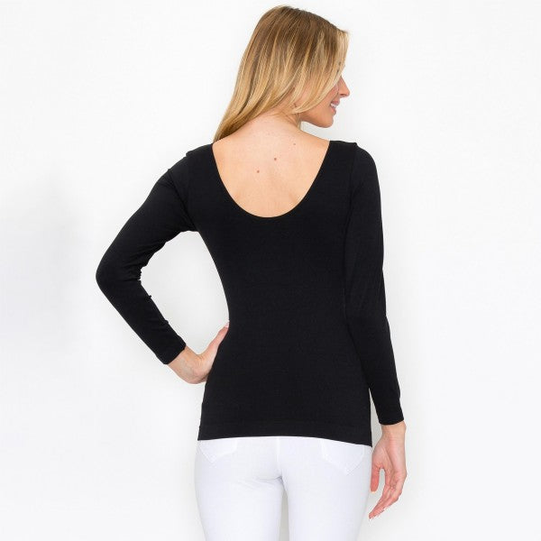 Women’s Seamless Reversible V-Neck Long Sleeve Top - Brown