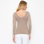 Reversible V-Neck Long Sleeve Top - Light Mocha